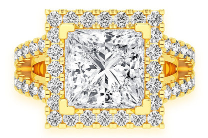 3.00CT PRINCESS SOLITAIRE - TWO ROW SPLIT - DIAMOND ENGAGEMENT RING