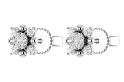 CERCEI CU DIAMANTE STARBURST, AUR MASIV DE 14K, 0.20CT