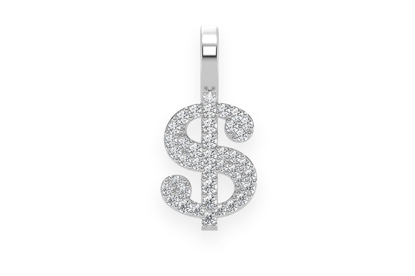 PANDANT CU DIAMANT CU SIGNUL DOLLARULUI, AUR MASIV DE 14K, 0.20CTW