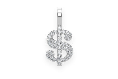 PANDANT CU DIAMANT CU SIGNUL DOLLARULUI, AUR MASIV DE 14K, 0.20CTW