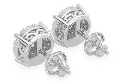CERCEI CU DIAMANT ȘTIF, MOZAIC, 1.50CTW, AUR MASIV DE 14K