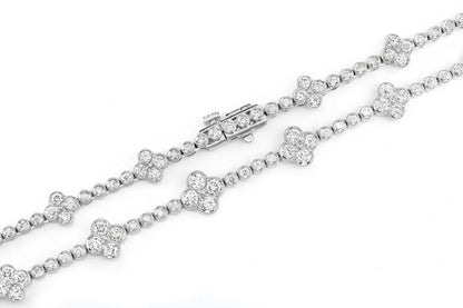 DIAMOND CLOVER STATION NECKLACE 14K SOLID GOLD 5.75CTW