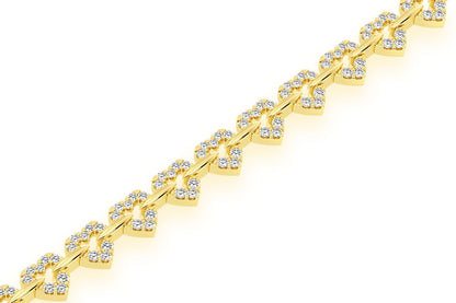 HEART SHAPE DIAMOND BRACELET 14K SOLID GOLD 2.35CTW
