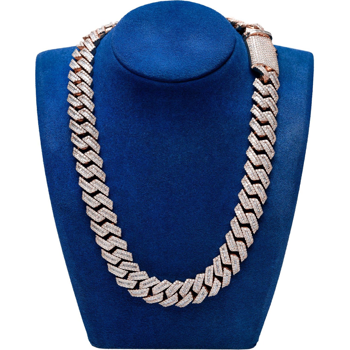 20MM RAISED BAGUETTE DIAMOND CUBAN LINK NECKLACE 14K SOLID GOLD 55.10CTW