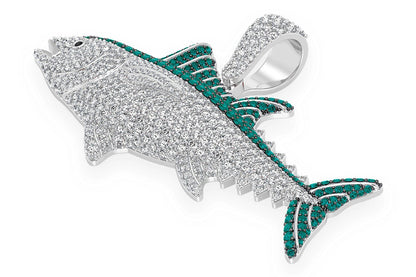 BLUEFIN TUNA DIAMOND PENDANT 14K SOLID GOLD 4.50CTW