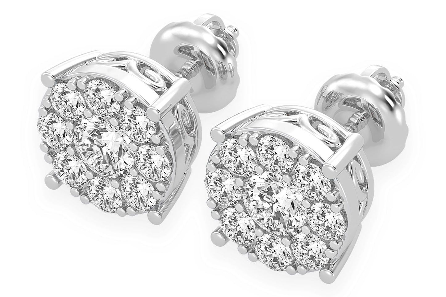 CERCEI CU DIAMANT ȘTIF, MOZAIC, 1.50CTW, AUR MASIV DE 14K