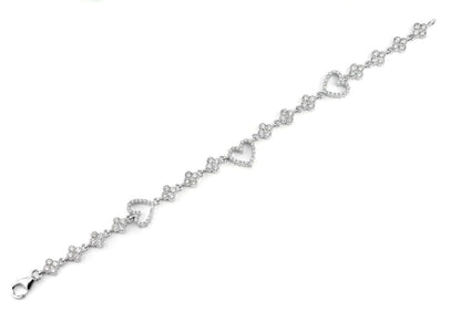 OPEN HEART CLOVER LINK BRACELET 14K SOLID GOLD 3.00CTW