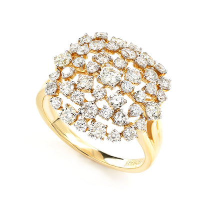 INEL COCKTAIL CU DIAMANTE CLUSTER, AUR MASIV DE 14K, 1.85CT