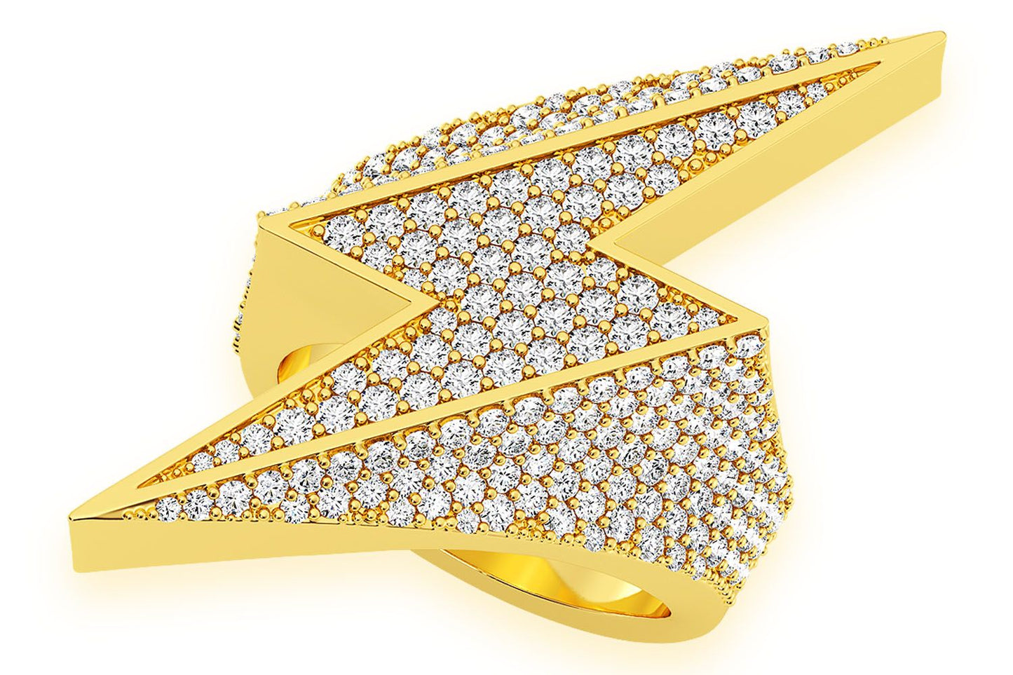 LIGHTNING BOLT DIAMOND RING 14K SOLID GOLD 2.25CTW