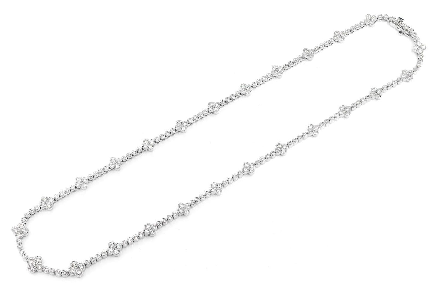 DIAMOND CLOVER STATION NECKLACE 14K SOLID GOLD 5.75CTW