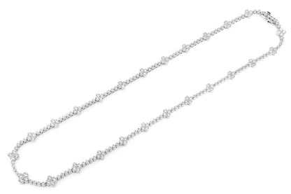 DIAMOND CLOVER STATION NECKLACE 14K SOLID GOLD 5.75CTW