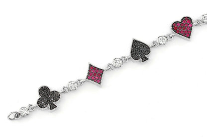 POKER PLAYING CARD SUIT BEZEL LINK BRACELET 14K SOLID GOLD 2.25CTW