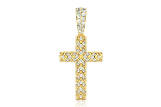 X DESIGN CROSS PENDANT 14K SOLID GOLD 0.75CTW