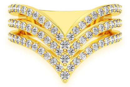 TRIPLE POINTED V SHAPED RING 14K