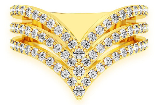 TRIPLE POINTED V SHAPED RING 14K