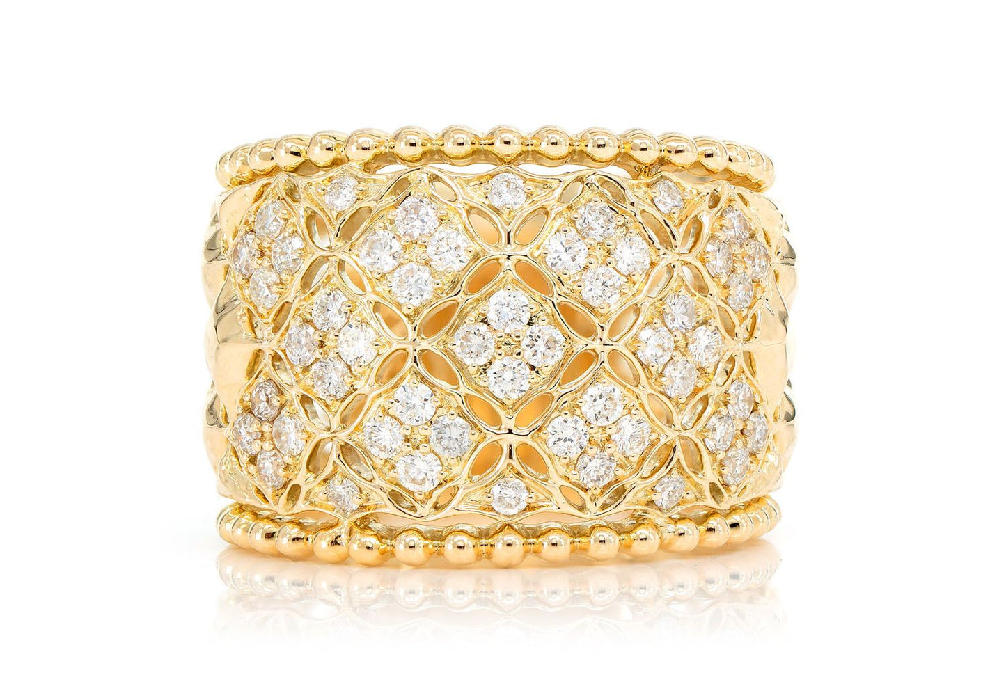 FLORAL WEAVED DIAMOND BAND 14K SOLID GOLD 0.70CTW