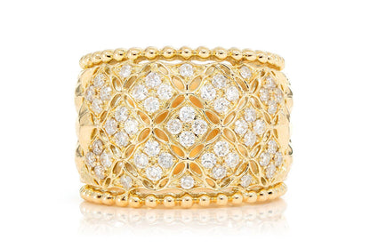FLORAL WEAVED DIAMOND BAND 14K SOLID GOLD 0.70CTW