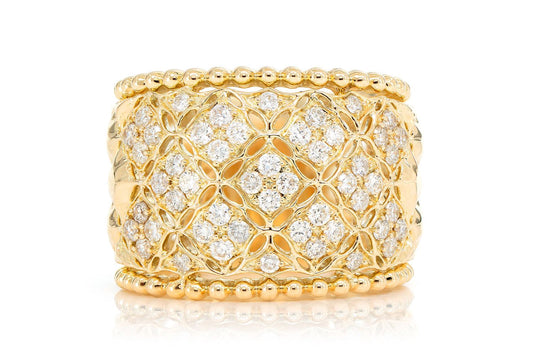 FLORAL WEAVED DIAMOND BAND 14K SOLID GOLD 0.70CTW