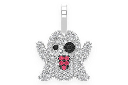 GHOST RUBY & DIAMOND PENDANT 14K SOLID GOLD 0.50CTW