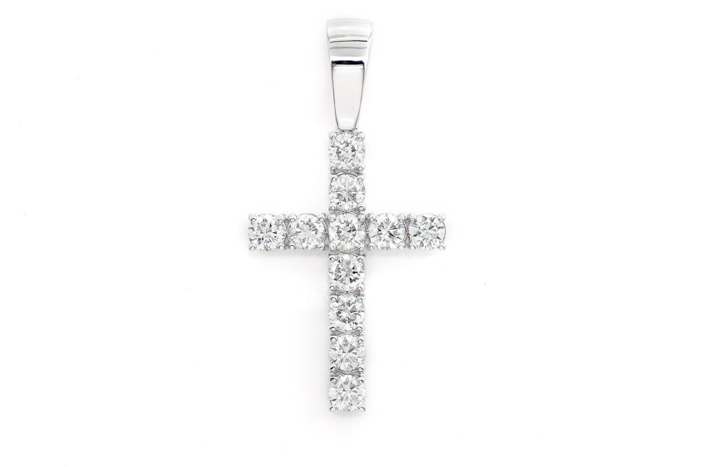 PANDANT SOLITAIRE CRUCE CU DIAMANT AUR MASIV DE 14K 3.25CTW