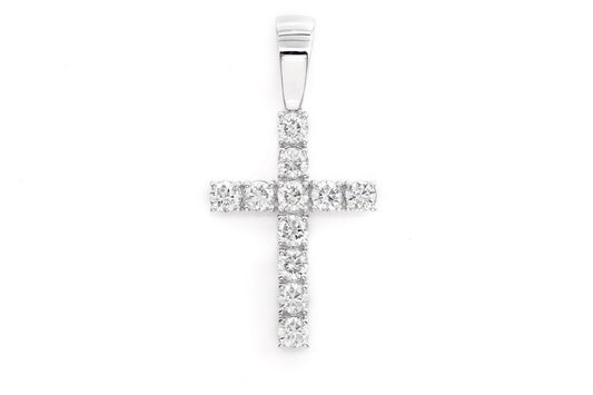SOLITAIRE CROSS DIAMOND PENDANT 14K SOLID GOLD 3.25CTW