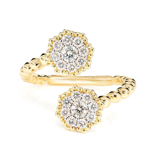 INEL CU DIAMANTE BYPASS, AUR MASIV DE 14K, 0.66CT