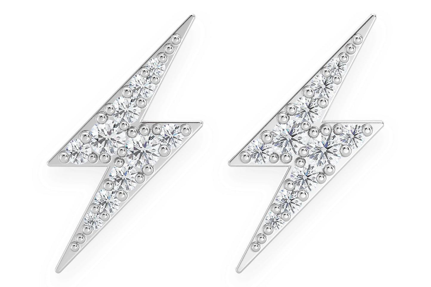 LIGHTNING BOLT STUD DIAMOND EARRINGS 14K SOLID GOLD 0.25CTW