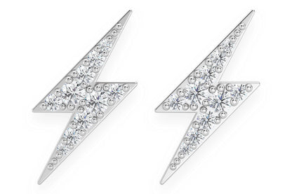 LIGHTNING BOLT STUD DIAMOND EARRINGS 14K SOLID GOLD 0.25CTW