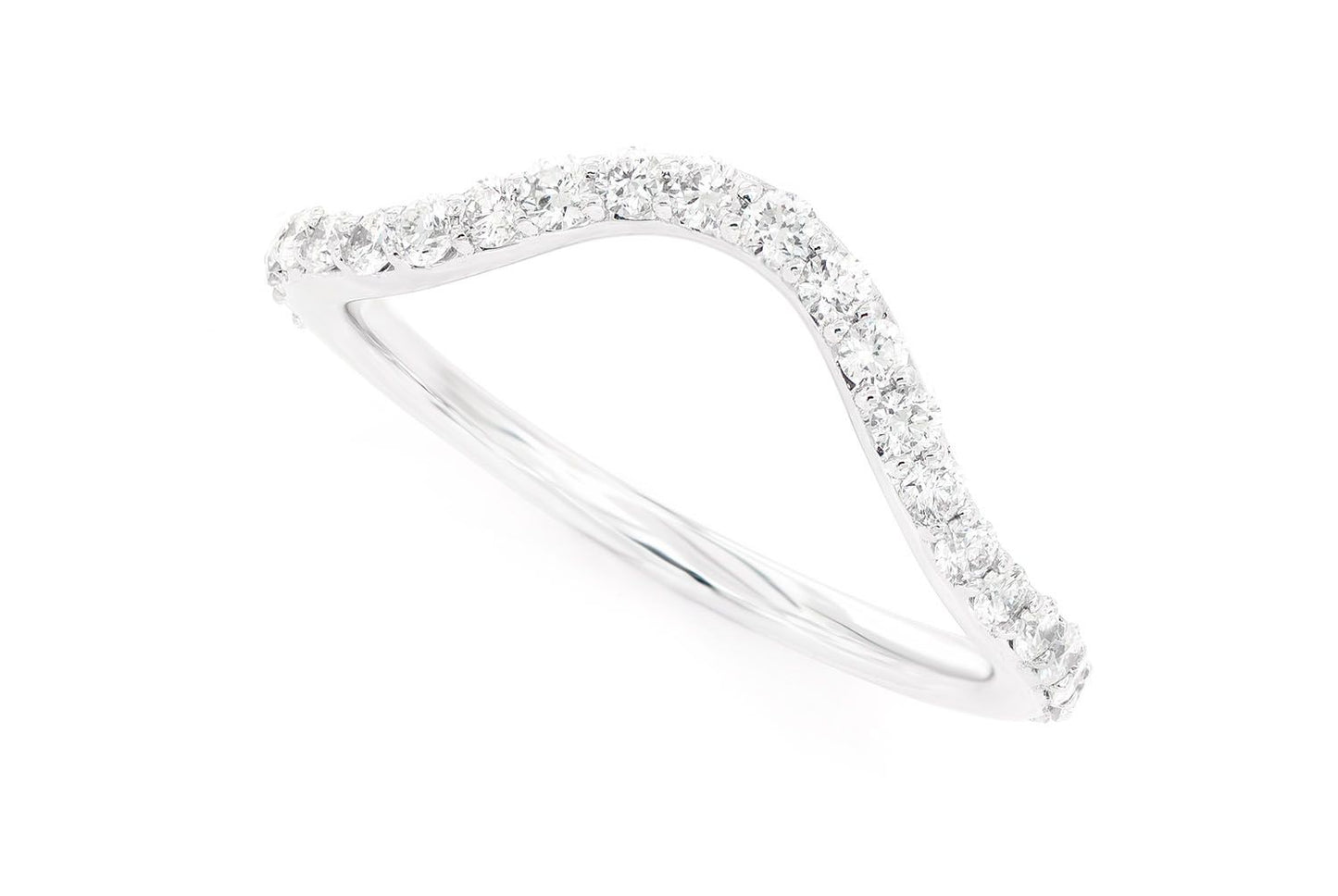 PITCH D CURVED DIAMOND BAND 14K SOLID GOLD 0.40CTW