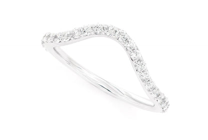 PITCH D CURVED DIAMOND BAND 14K SOLID GOLD 0.40CTW