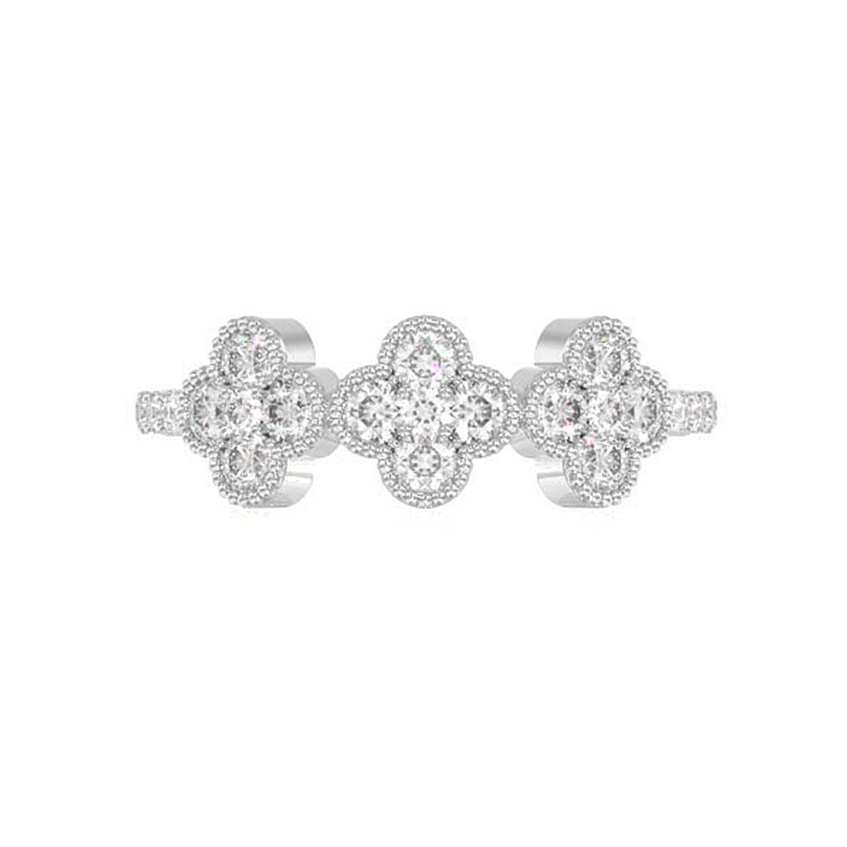 CLOVER DIAMOND RING 14K SOLID GOLD 0.75CTW