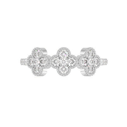 CLOVER DIAMOND RING 14K SOLID GOLD 0.75CTW