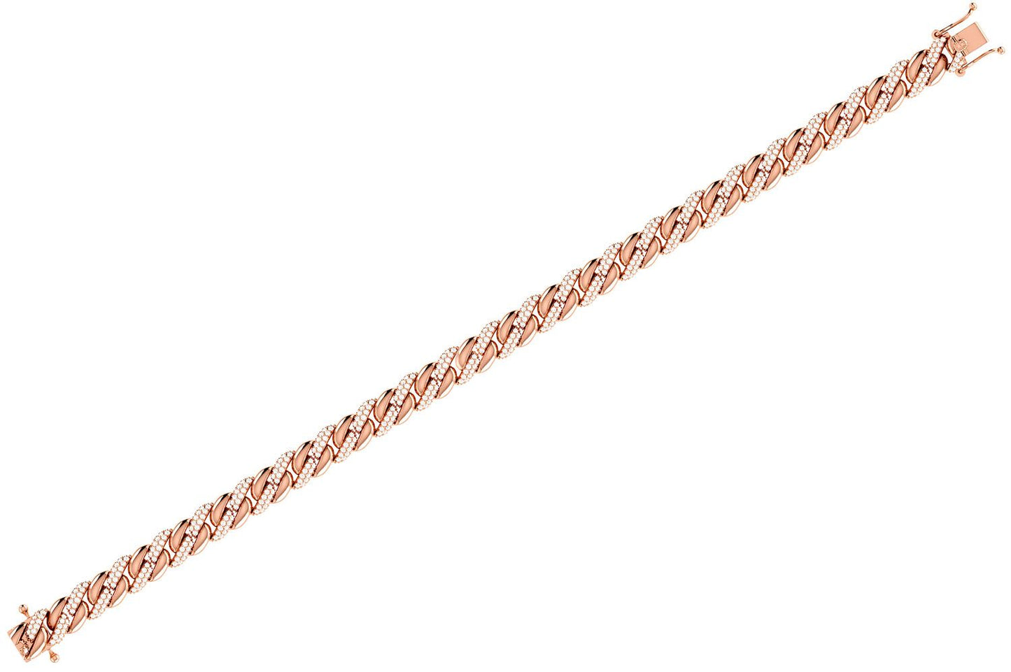 MIAMI CUBAN HALF LINK DIAMOND BRACELET 14K SOLID GOLD 0.85CTW