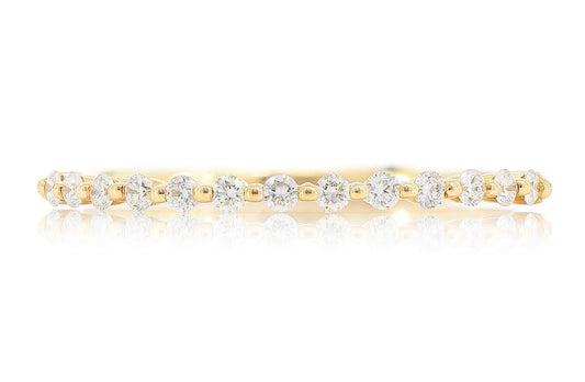 PINCHED DIAMOND STACKABLE BAND 14K SOLID GOLD 0.15CTW