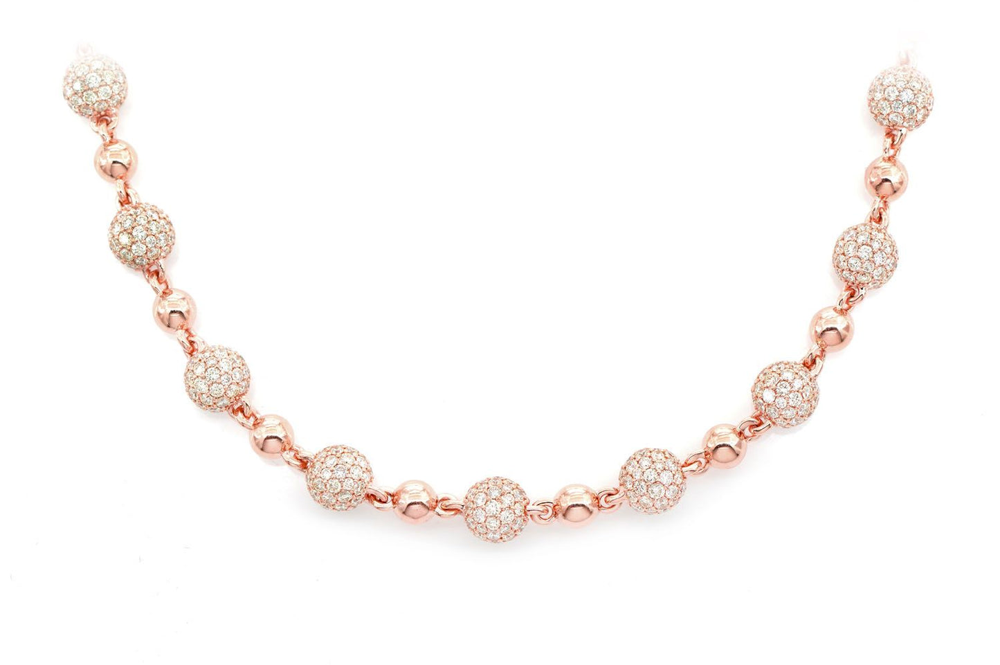 BEADED DIAMOND NECKLACE 14K SOLID GOLD 21.50CTW