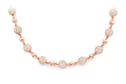BEADED DIAMOND NECKLACE 14K SOLID GOLD 21.50CTW