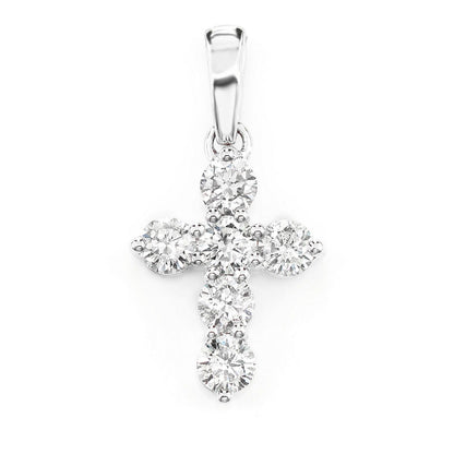 POINTED DIAMOND CROSS 14K SOLID GOLD 0.75CTW
