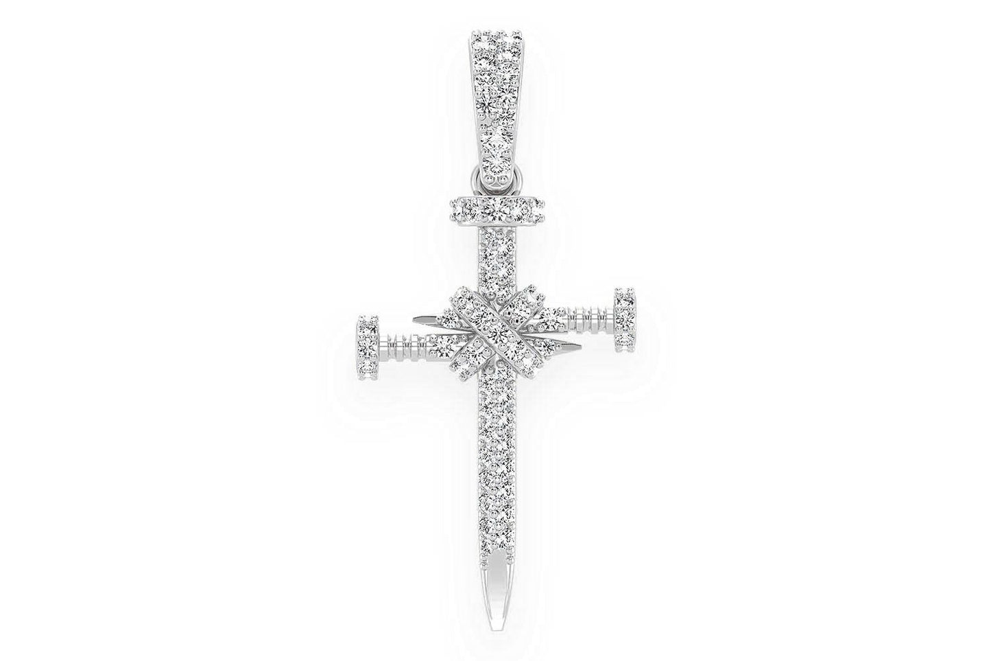 PANDANT CU DIAMANT ȘI CRUCE DE UNGHII, AUR MASIV DE 14K, 0.50CT