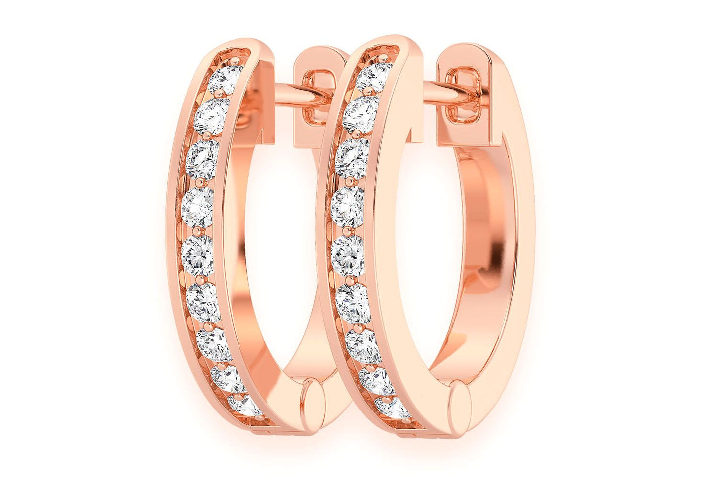 CERCEI CU DIAMANTE, FORMAT ROTAR, AUR MASIV DE 14K, 0.10CT