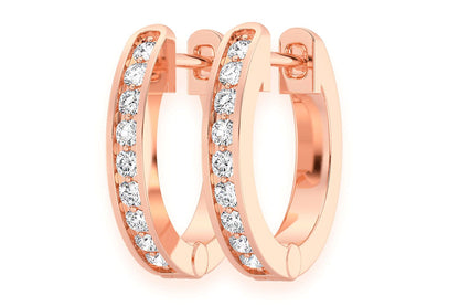 CERCEI CU DIAMANTE, FORMAT ROTAR, AUR MASIV DE 14K, 0.10CT