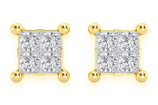 CERCEI CU DIAMANTE QUAD STUD DE 0.25CTW AUR MASIV DE 14K
