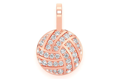 VOLLEYBALL DIAMOND PENDANT 14K SOLID GOLD 0.50CTW