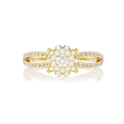 0.50CTW FLOWER CLUSTER LOOP SHANK DIAMOND ENGAGEMENT RING 14K SOLID GOLD