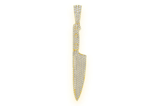 CHEF'S KNIFE DIAMOND PENDANT 14K SOLID GOLD 2.25CTW