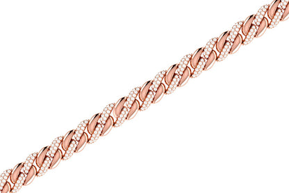 MIAMI CUBAN HALF LINK DIAMOND BRACELET 14K SOLID GOLD 0.85CTW