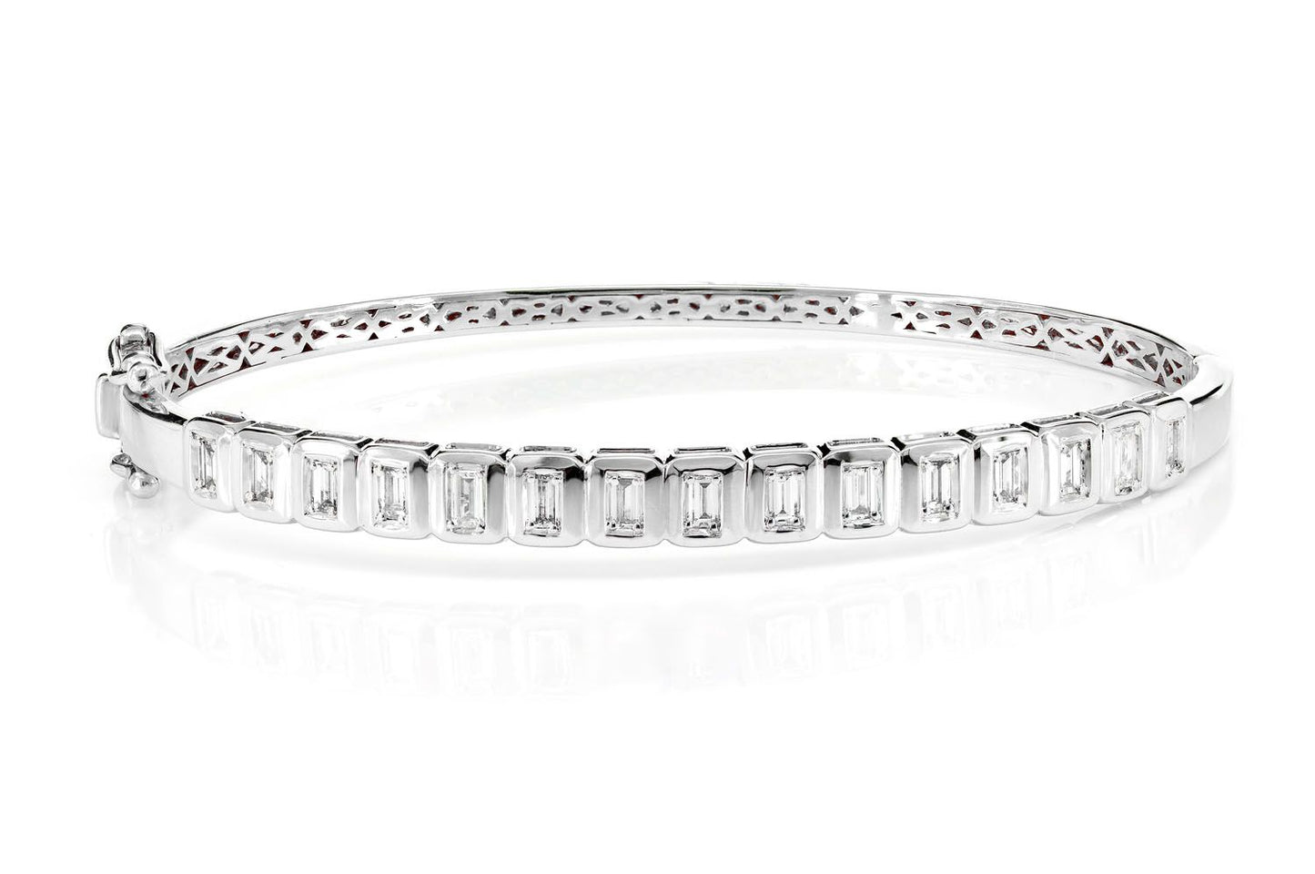 DIAMOND BEZEL BAGUETTE FLEX BANGLE BRACELET 14K SOLID GOLD 1.00CTW
