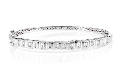 DIAMOND BEZEL BAGUETTE FLEX BANGLE BRACELET 14K SOLID GOLD 1.00CTW