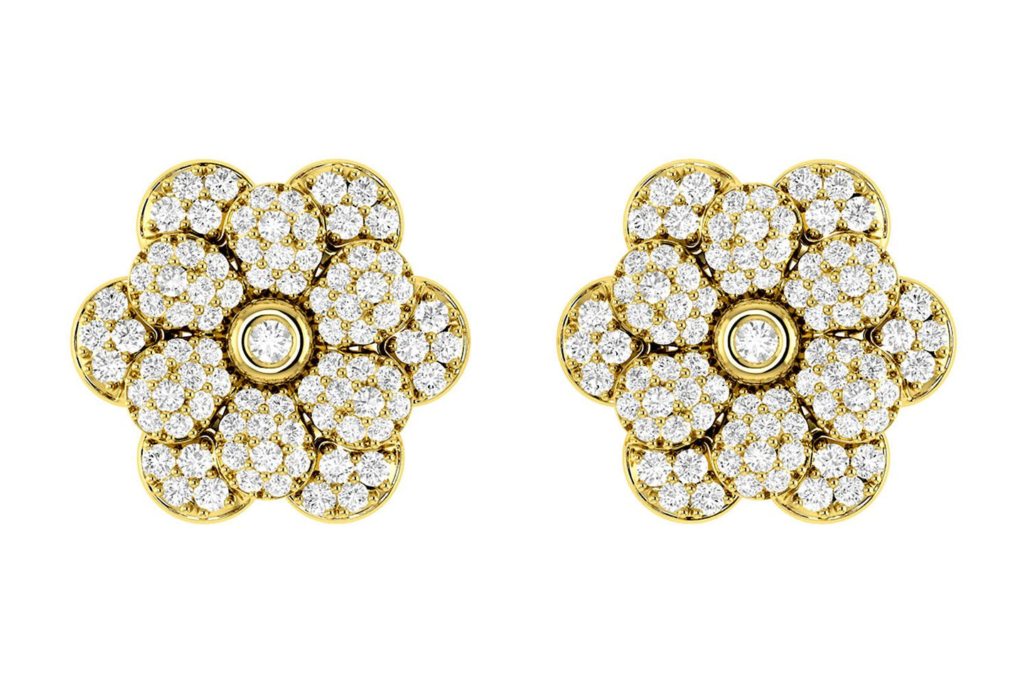 DAISY LAYERED DIAMOND STUD EARRINGS 14K SOLID GOLD 0.50CTW