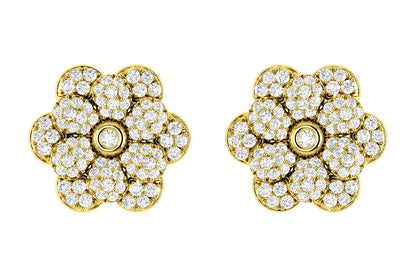 DAISY LAYERED DIAMOND STUD EARRINGS 14K SOLID GOLD 0.50CTW