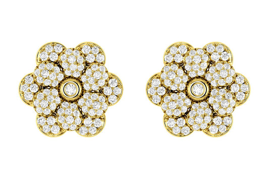 DAISY LAYERED DIAMOND STUD EARRINGS 14K SOLID GOLD 0.50CTW